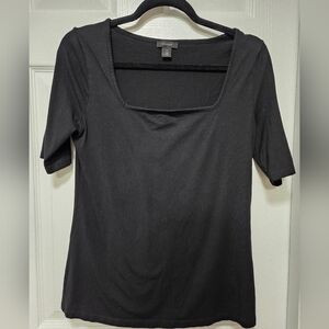 Halogen Women's Black Square Neck Tee